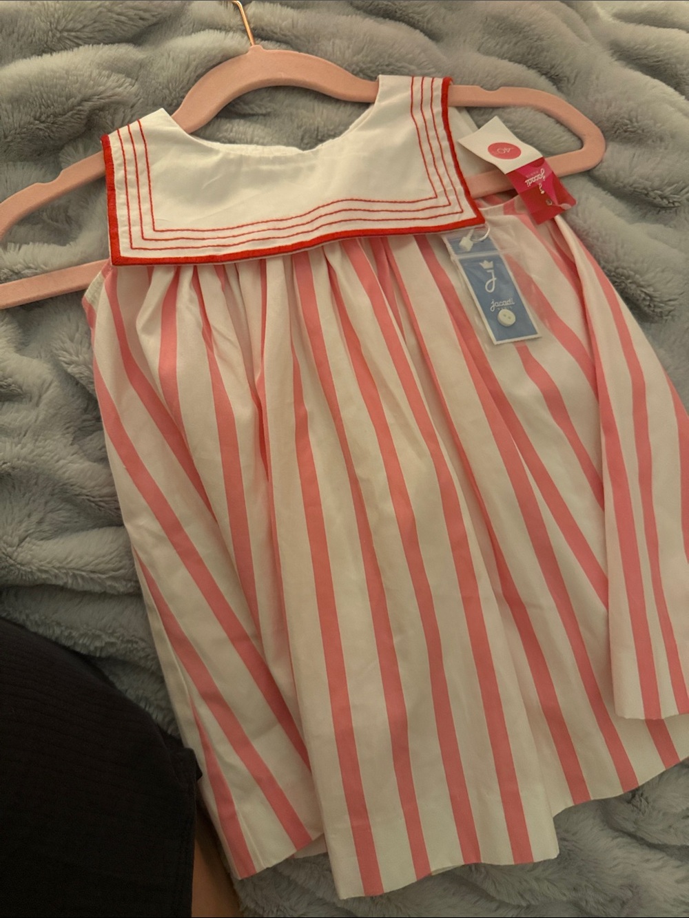 Jacadi Pink and White Striped Sailor Dress